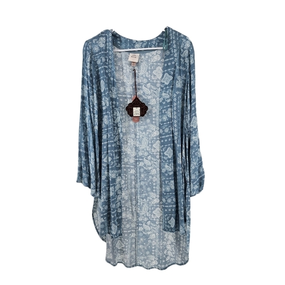 Knox Rose Women's Paisley Floral Open-Front Hi-Lo Cardigan - XS - Picture 1 of 6